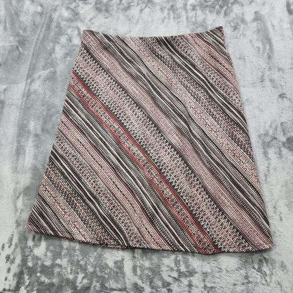 Margaret M Skirt Womens L Red Black Striped Nubby Textured Tweed Pull On Preppy - Picture 1 of 8